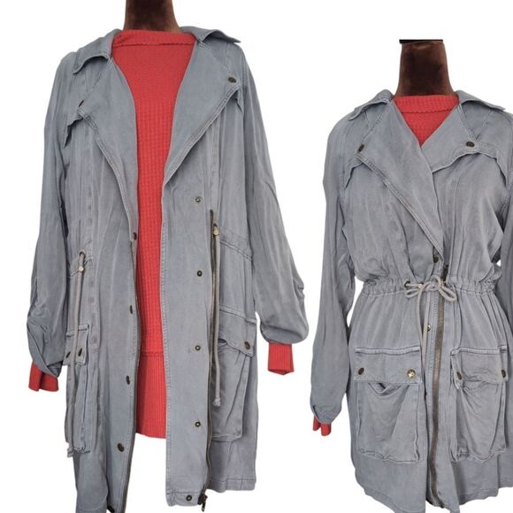 Max Jeans Grey  Lightweight Relaxed Fit Chore Jacket Khaki Size M - Picture 1 of 10